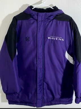 NFL Purple and Black Baltimore Ravens Hooded Puffer Jacket